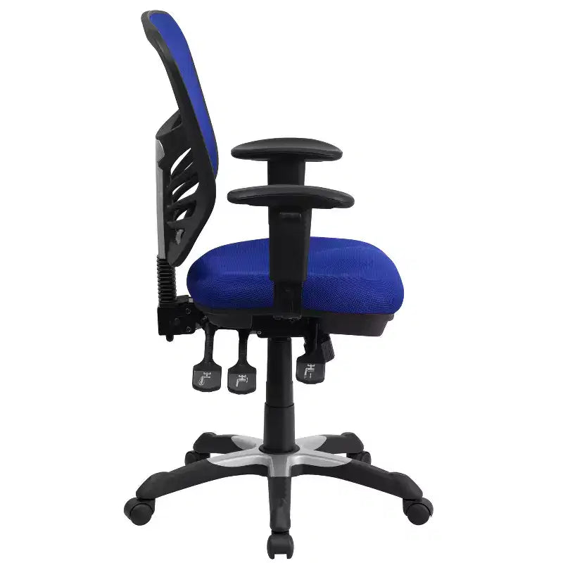 Chaise de bureau ergonomique exécutive multifonctionnelle en maille avec dossier mi-haut et accoudoirs réglables