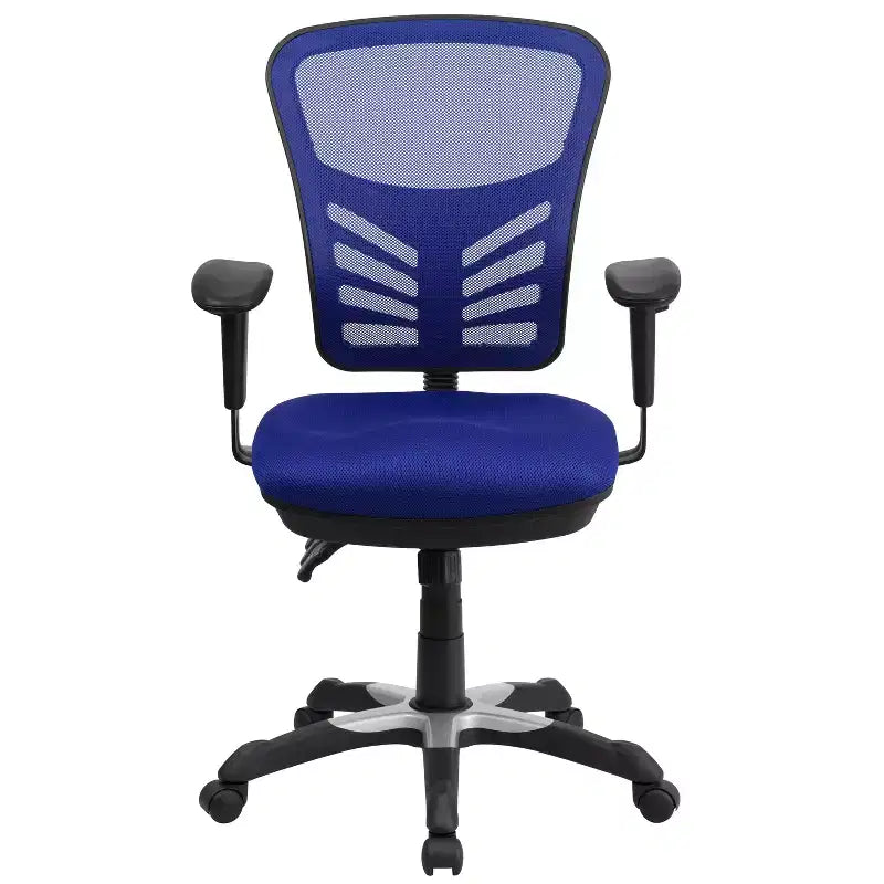 Chaise de bureau ergonomique exécutive multifonctionnelle en maille avec dossier mi-haut et accoudoirs réglables