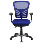Chaise de bureau ergonomique exécutive multifonctionnelle en maille avec dossier mi-haut et accoudoirs réglables