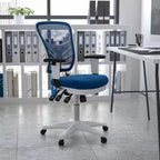 Chaise de bureau ergonomique exécutive multifonctionnelle en maille avec dossier mi-haut et accoudoirs réglables