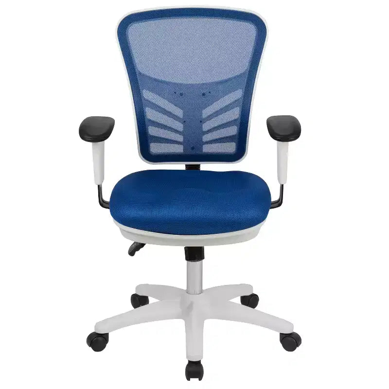 Chaise de bureau ergonomique exécutive multifonctionnelle en maille avec dossier mi-haut et accoudoirs réglables
