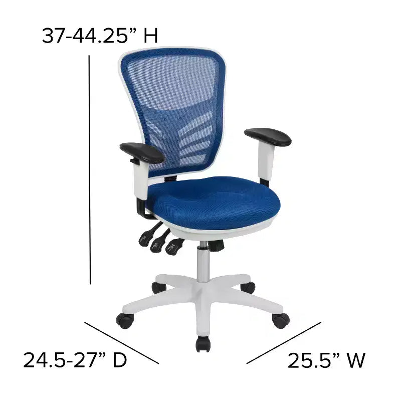Chaise de bureau ergonomique exécutive multifonctionnelle en maille avec dossier mi-haut et accoudoirs réglables