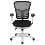 Chaise de bureau ergonomique exécutive multifonctionnelle en maille avec dossier mi-haut et accoudoirs réglables