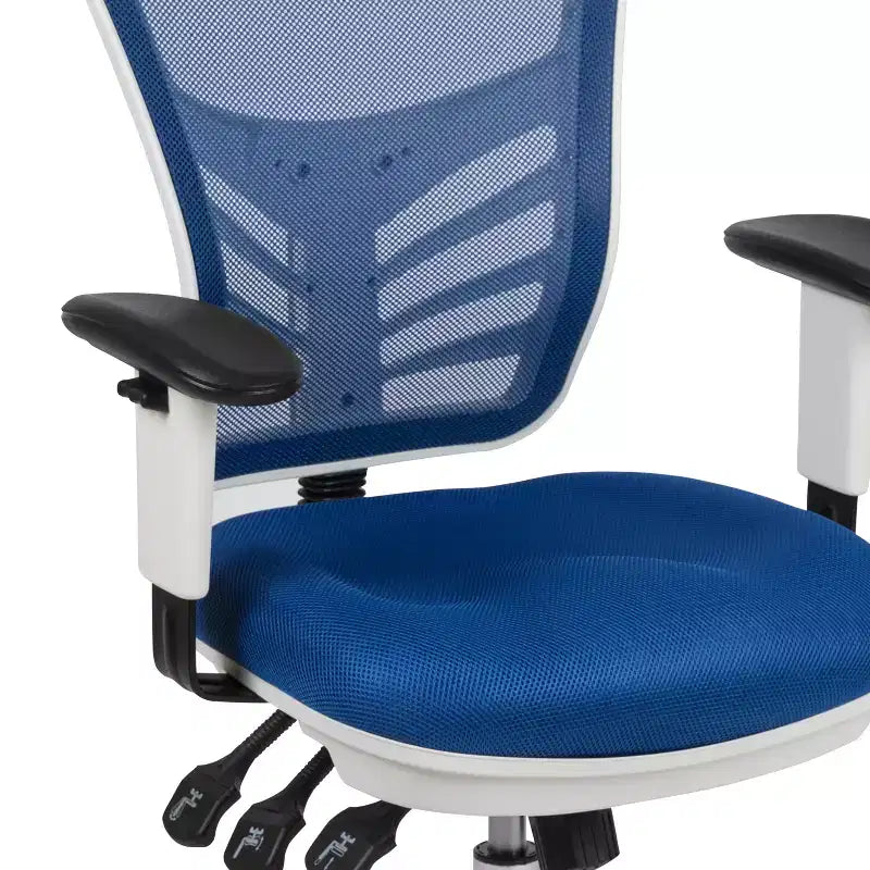 Chaise de bureau ergonomique exécutive multifonctionnelle en maille avec dossier mi-haut et accoudoirs réglables