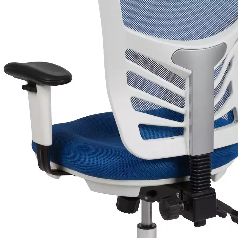 Chaise de bureau ergonomique exécutive multifonctionnelle en maille avec dossier mi-haut et accoudoirs réglables
