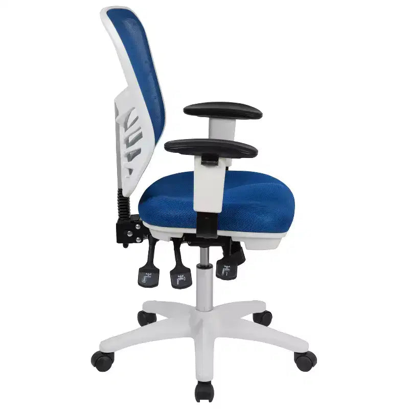 Chaise de bureau ergonomique exécutive multifonctionnelle en maille avec dossier mi-haut et accoudoirs réglables