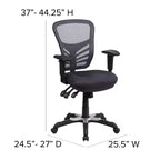 Chaise de bureau ergonomique exécutive multifonctionnelle en maille avec dossier mi-haut et accoudoirs réglables