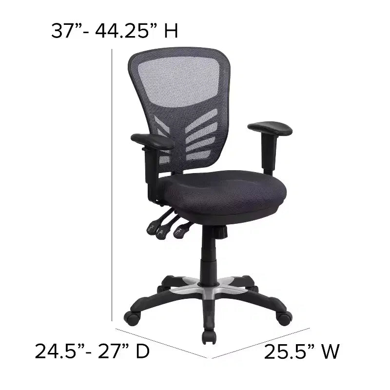 Chaise de bureau ergonomique exécutive multifonctionnelle en maille avec dossier mi-haut et accoudoirs réglables