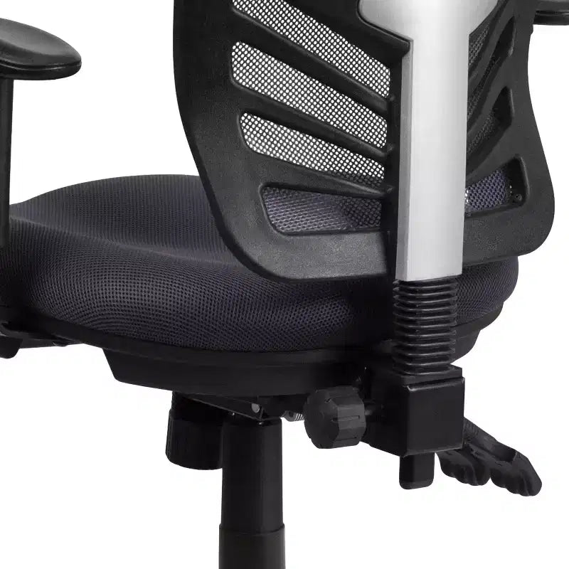 Chaise de bureau ergonomique exécutive multifonctionnelle en maille avec dossier mi-haut et accoudoirs réglables