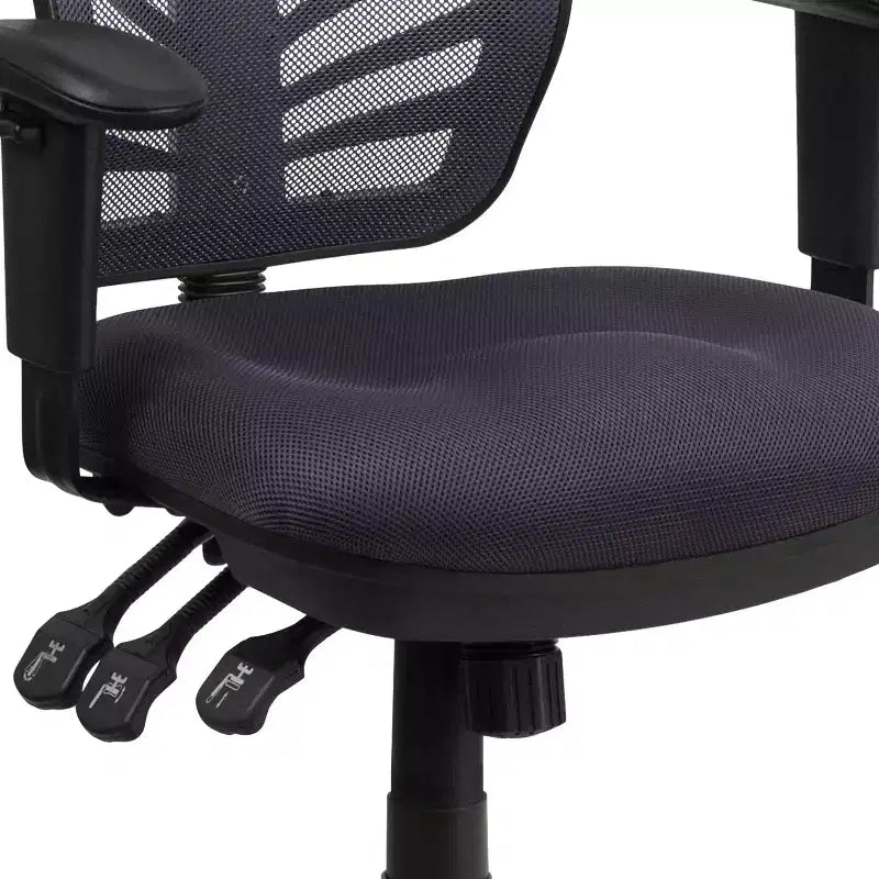 Chaise de bureau ergonomique exécutive multifonctionnelle en maille avec dossier mi-haut et accoudoirs réglables
