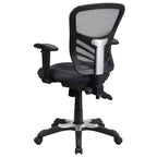 Chaise de bureau ergonomique exécutive multifonctionnelle en maille avec dossier mi-haut et accoudoirs réglables