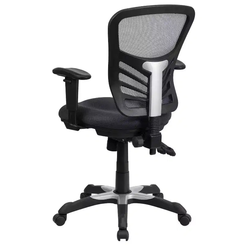 Chaise de bureau ergonomique exécutive multifonctionnelle en maille avec dossier mi-haut et accoudoirs réglables