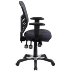 Chaise de bureau ergonomique exécutive multifonctionnelle en maille avec dossier mi-haut et accoudoirs réglables
