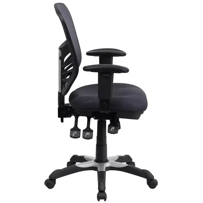 Chaise de bureau ergonomique exécutive multifonctionnelle en maille avec dossier mi-haut et accoudoirs réglables