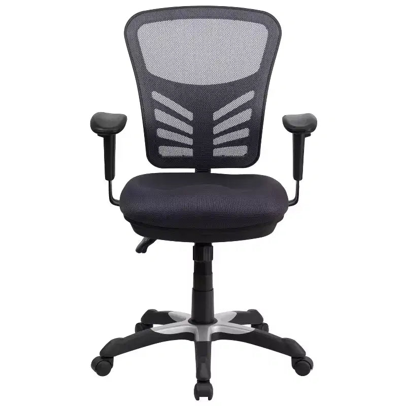 Chaise de bureau ergonomique exécutive multifonctionnelle en maille avec dossier mi-haut et accoudoirs réglables