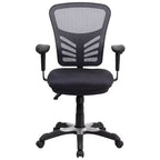 Chaise de bureau ergonomique exécutive multifonctionnelle en maille avec dossier mi-haut et accoudoirs réglables