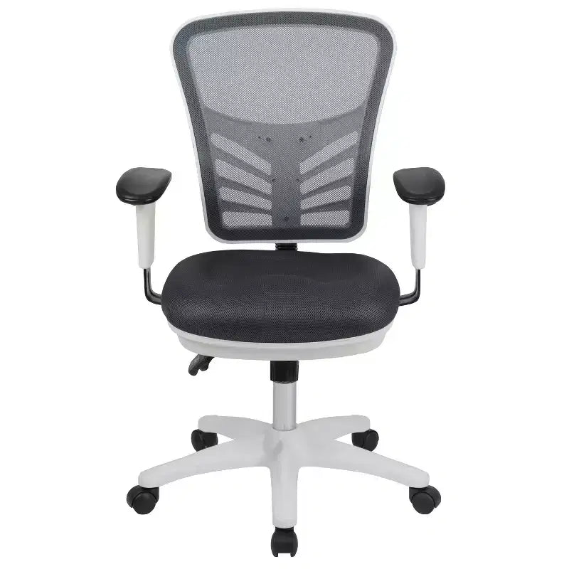 Chaise de bureau ergonomique exécutive multifonctionnelle en maille avec dossier mi-haut et accoudoirs réglables