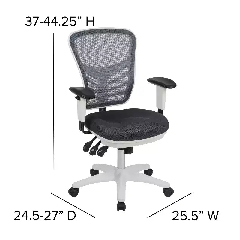 Chaise de bureau ergonomique exécutive multifonctionnelle en maille avec dossier mi-haut et accoudoirs réglables