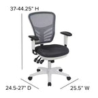 Chaise de bureau ergonomique exécutive multifonctionnelle en maille avec dossier mi-haut et accoudoirs réglables