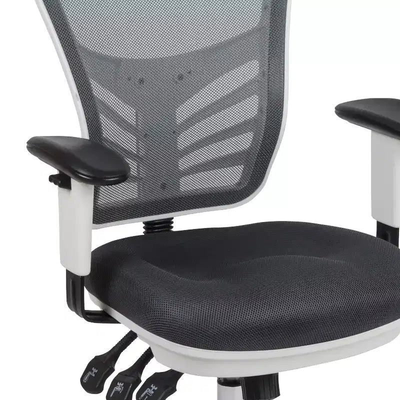 Chaise de bureau ergonomique exécutive multifonctionnelle en maille avec dossier mi-haut et accoudoirs réglables
