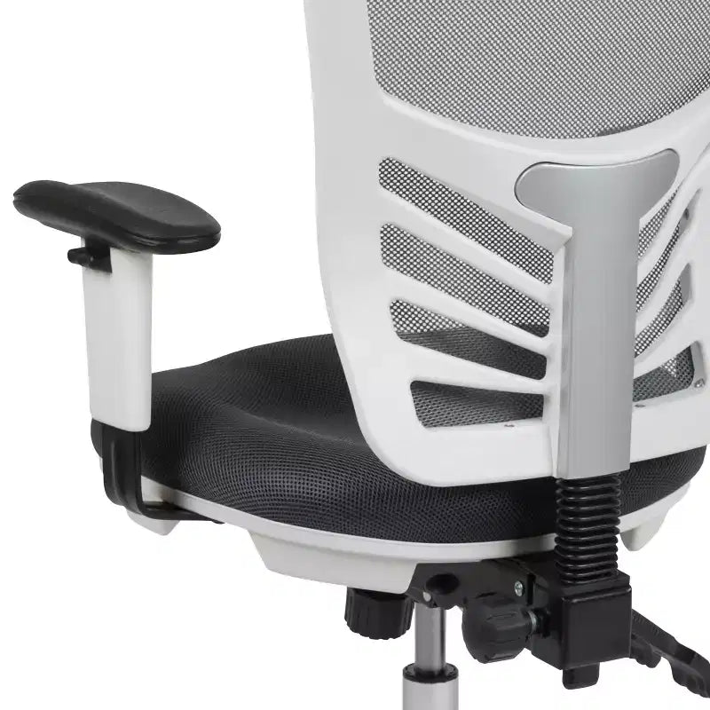 Chaise de bureau ergonomique exécutive multifonctionnelle en maille avec dossier mi-haut et accoudoirs réglables
