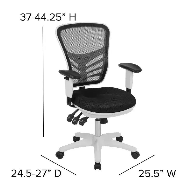 Chaise de bureau ergonomique exécutive multifonctionnelle en maille avec dossier mi-haut et accoudoirs réglables