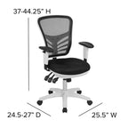 Chaise de bureau ergonomique exécutive multifonctionnelle en maille avec dossier mi-haut et accoudoirs réglables