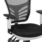 Chaise de bureau ergonomique exécutive multifonctionnelle en maille avec dossier mi-haut et accoudoirs réglables