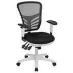 Chaise de bureau ergonomique exécutive multifonctionnelle en maille avec dossier mi-haut et accoudoirs réglables