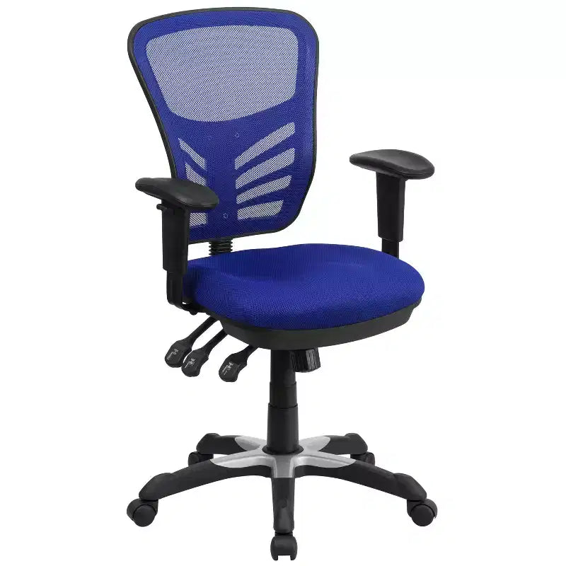 Chaise de bureau ergonomique exécutive multifonctionnelle en maille avec dossier mi-haut et accoudoirs réglables