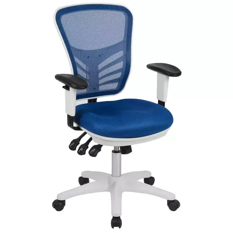 Chaise de bureau ergonomique exécutive multifonctionnelle en maille avec dossier mi-haut et accoudoirs réglables