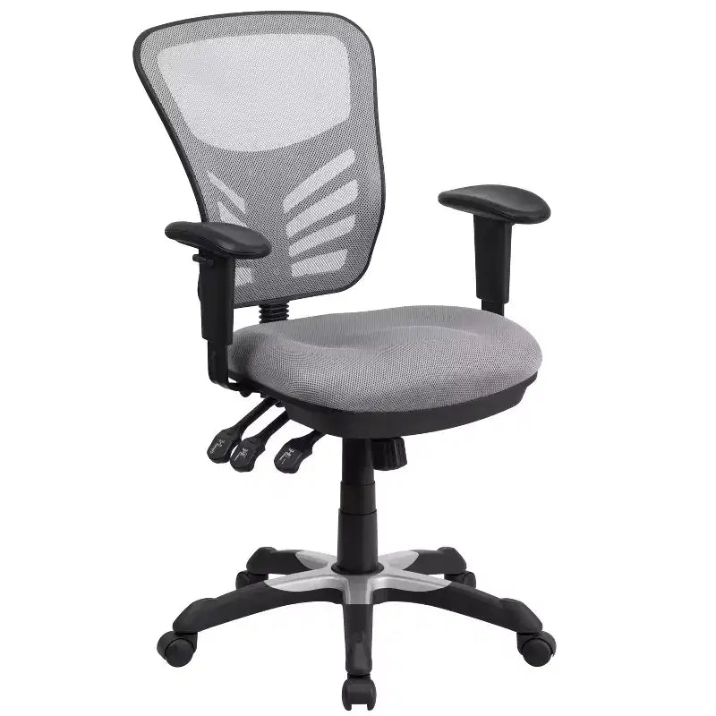 Chaise de bureau ergonomique exécutive multifonctionnelle en maille avec dossier mi-haut et accoudoirs réglables