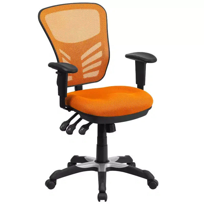 Chaise de bureau ergonomique exécutive multifonctionnelle en maille avec dossier mi-haut et accoudoirs réglables
