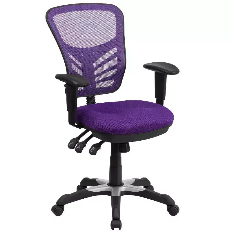 Chaise de bureau ergonomique exécutive multifonctionnelle en maille avec dossier mi-haut et accoudoirs réglables