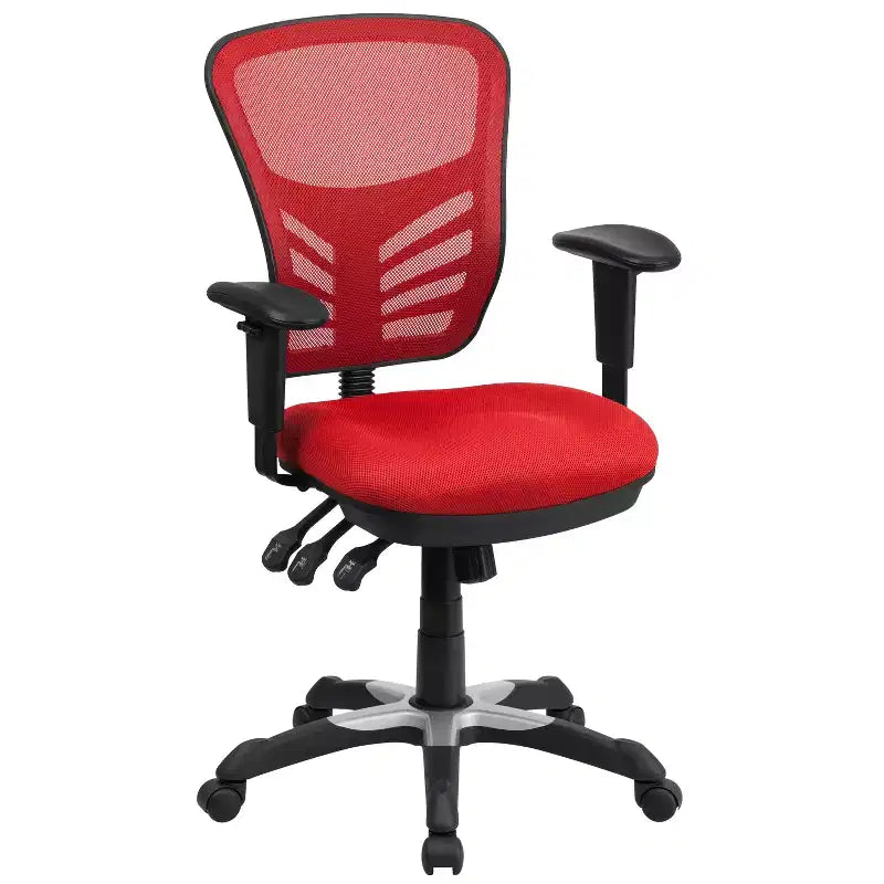 Chaise de bureau ergonomique exécutive multifonctionnelle en maille avec dossier mi-haut et accoudoirs réglables