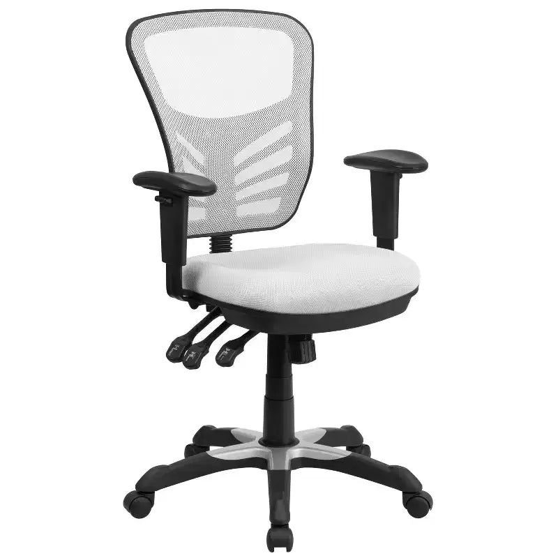 Chaise de bureau ergonomique exécutive multifonctionnelle en maille avec dossier mi-haut et accoudoirs réglables