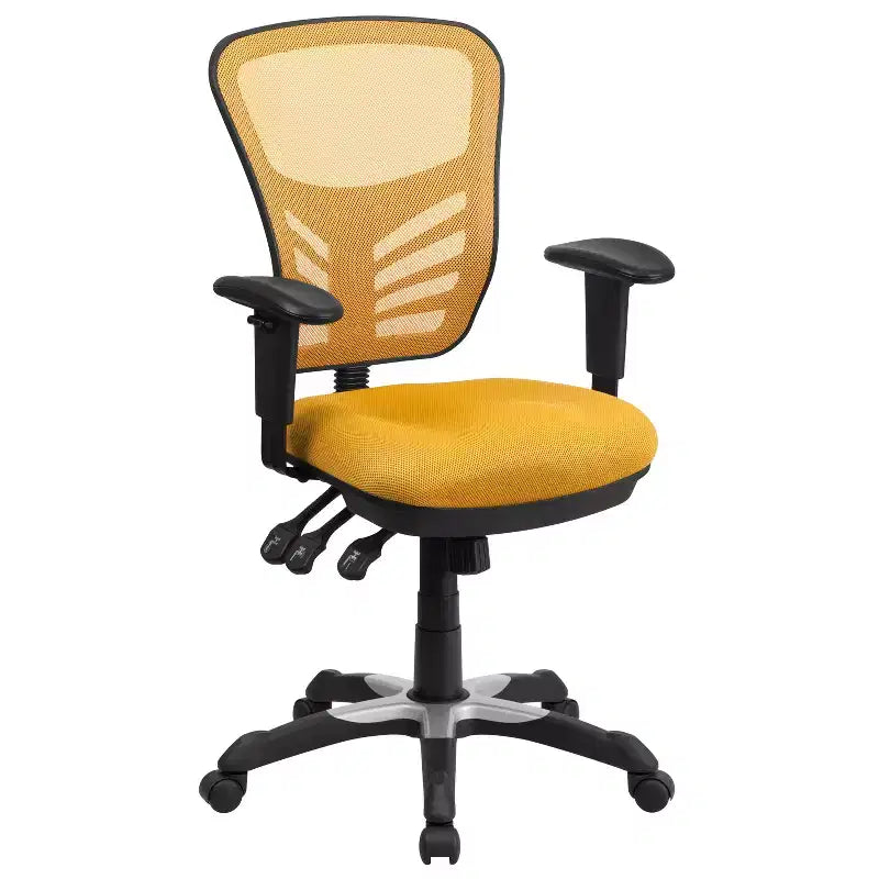 Chaise de bureau ergonomique exécutive multifonctionnelle en maille avec dossier mi-haut et accoudoirs réglables
