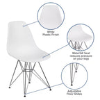 Chaise de salle à manger en plastique avec base chromée