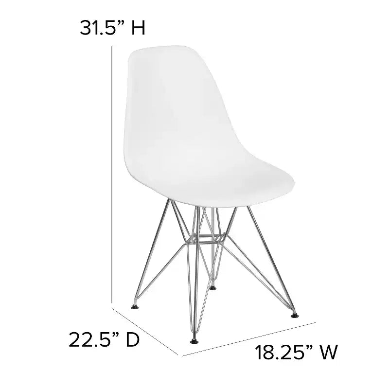 Chaise de salle à manger en plastique avec base chromée