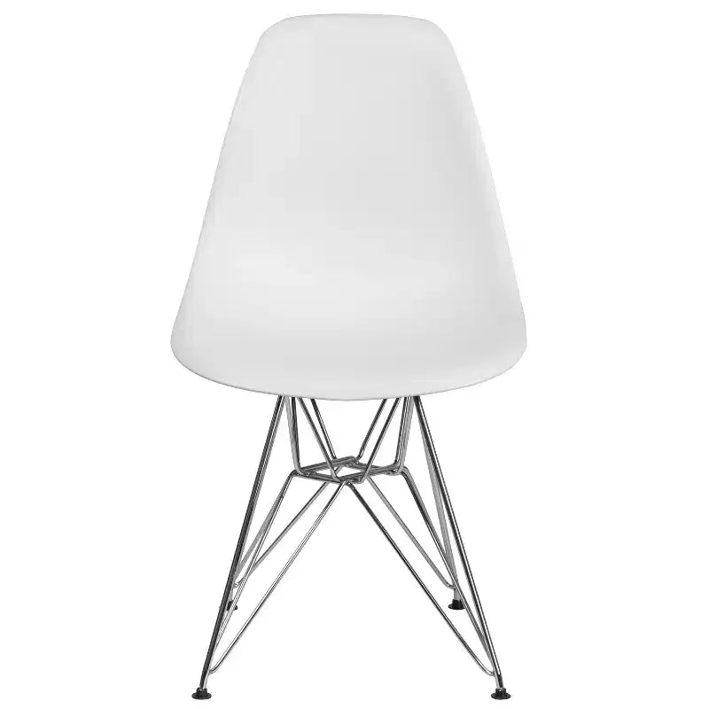 Chaise de salle à manger en plastique avec base chromée