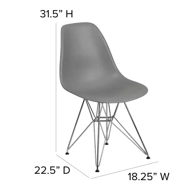 Chaise de salle à manger en plastique avec base chromée