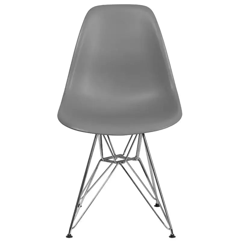 Chaise de salle à manger en plastique avec base chromée