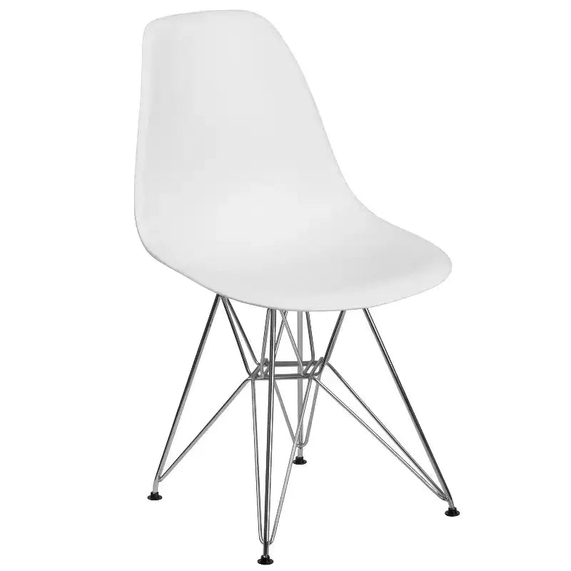 Chaise de salle à manger en plastique avec base chromée
