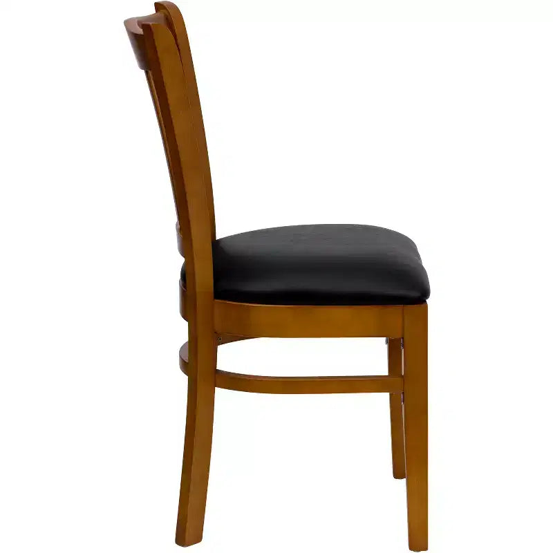 Chaise de restaurant en bois à dossier à lattes verticales