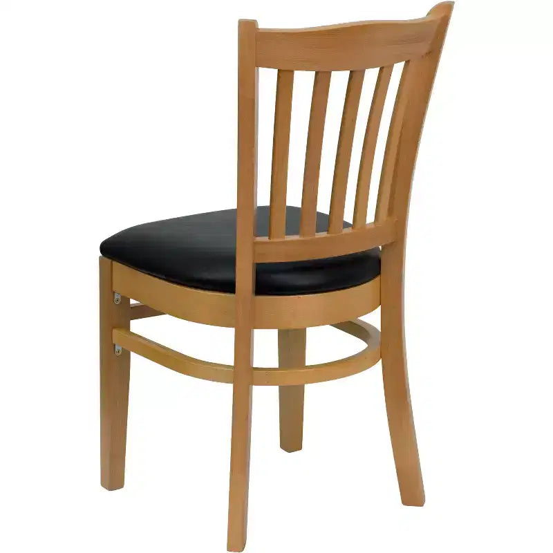 Chaise de restaurant en bois à dossier à lattes verticales