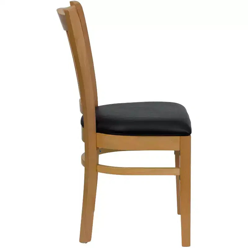 Chaise de restaurant en bois à dossier à lattes verticales