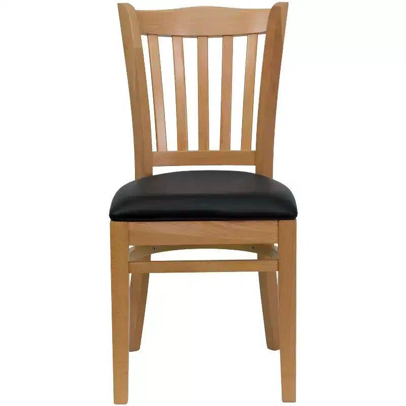 Chaise de restaurant en bois à dossier à lattes verticales