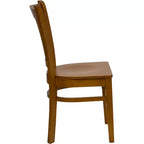 Chaise de restaurant en bois à dossier à lattes verticales