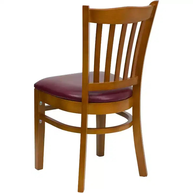 Chaise de restaurant en bois à dossier à lattes verticales