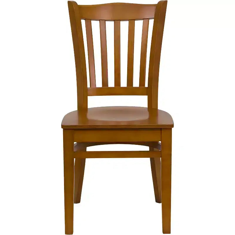 Chaise de restaurant en bois à dossier à lattes verticales